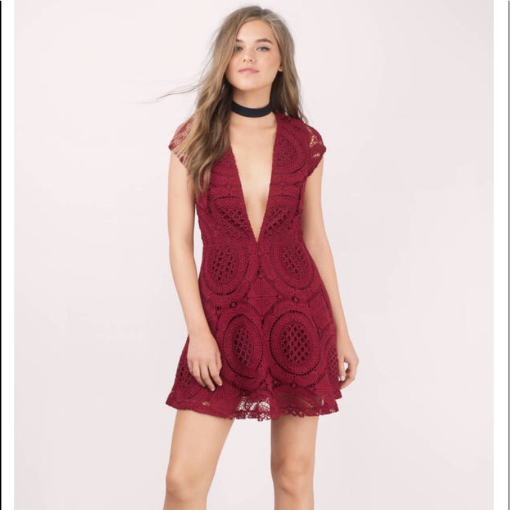 Wine/burgundy skater dress from Tobi